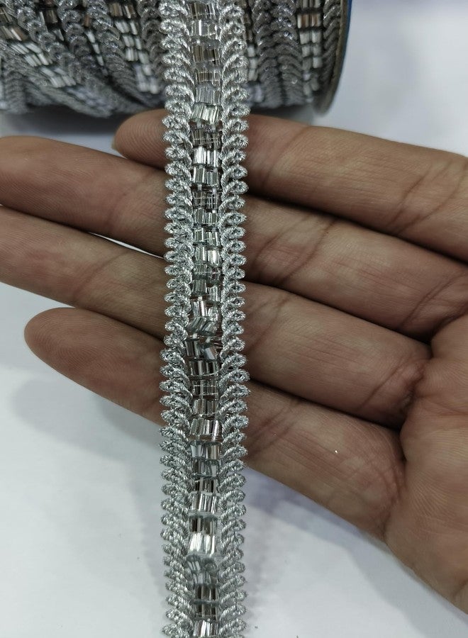 PREMDAS LACES Net Fabric Katdana Nalki Lace for Saree's Border Finetage Pipe Lace for Dresses, Sarees, Lehenga, Suits, Blouses, Dupatta, Chunri and Craft (9meter) (Silver) - Image 5